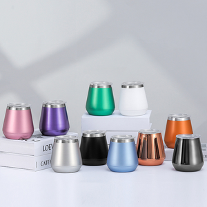 Custom logo 10oz Stemless Stainless Steel Thermal Glasses Double Wall Vacuum Travel Mugs <strong>Wine</strong> <strong>Tumbler</strong> Wholesale - Product Image 3