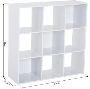 Modern Cube <span class=keywords><strong>Bookcase</strong></span> Estantería de <span class=keywords><strong>3</strong></span> niveles con 9 compartimentos de almacenamiento abiertos para sala de estar, dormitorio, estudio, blanco - Product Image 3