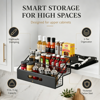 Étagère à Épices Pliable Moderne pour Armoire de Cuisine, Organisateur de Tiroir à Épices Robuste en Acier Carbone pour Rangement de Garde-Manger de Cuisine OEM