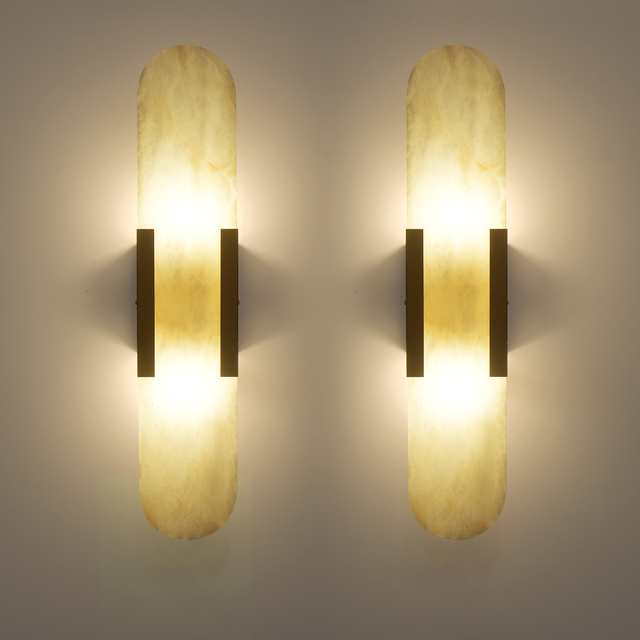 Design Modern Led Natural Alabaster Wall Sconces Lights Indoor Lamp for Hotel Rooms Alabaster Wall Sconce