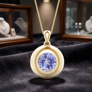 Pendentif solitaire Vaayu Jewels VJ3117 en or 18K/14K/10K et argent 925/935 avec tanzanite, serti clos, plaqué rhodium, classique pour fiançailles - Product Image 1