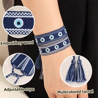 Pulseras Tejidas Personalizadas con Nombre, Logotipo, Texto Bordado, Borlas de Tela, Hechas a Mano, de Moda, para Mujer