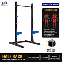 Gmfitness Gm-q1014 Half Rack, équipement de gym robuste pour entraînement de puissance et squats, avec barre de traction pour centre de fitness