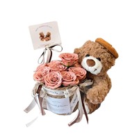 Buket Bunga Teddy Bear Hari Valentine, Buket Bunga Sabun Buatan Tangan Mewah, Hadiah Ulang Tahun untuk Sahabat Terbaikmu