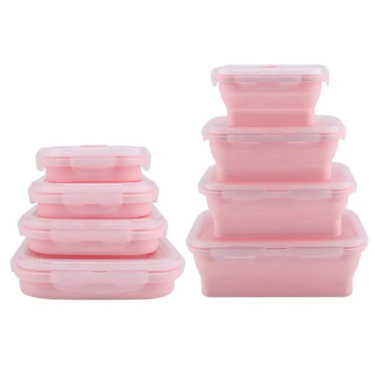JHY Hot-sale 4PCS Foldable Silicone Foldable Lunch Box