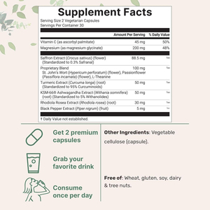 Grand stock de safran + Complément alimentaire avancé à base de plantes, 60 capsules végétariennes, ingrédients purs, énergie quotidienne, extrait de safran - Product Image 2