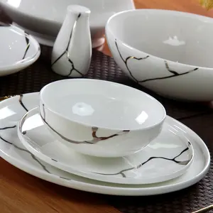 Turkish 60 pcs Dinnerware Sets Fine Bone China Porcelain Dinner Set Party Wedding ceramic tableware