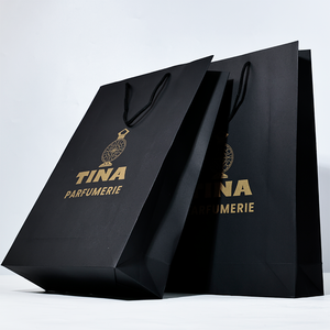 Sacchetto di carta di lusso all'ingrosso della lamina di oro Logo per l'imballaggio del regalo per lo Shopping artigianale della candela del vino - Product Image 1
