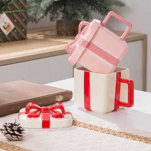 Taza de Regalo Creativa Personalizada con Forma de Caja, 420 ml, 14 oz, Taza para Beber para Chicas, Tazas Sorpresa Rosas, Tazas Navideñas, Taza para Agua con Tapa - Product Image 6