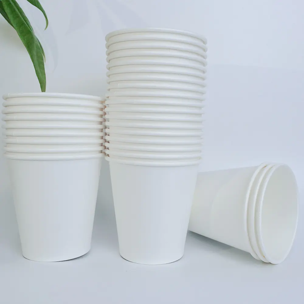 Tasse de papier à paroi unique 8 oz, tasses à café personnalisées à paroi unique en papier blanc