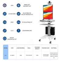 Chariot mobile réglable en hauteur chariot d'ordinateur médical chariot médical de levage avec 2 supports de moniteur laboratoire d'école de bureau