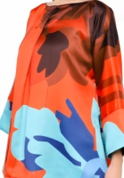 Tenue décontractée islamique pour femmes, Baju Kurung en satin, imprimé abstrait, manches 3/4 amples, personnalisation ODM OEM, vente en gros