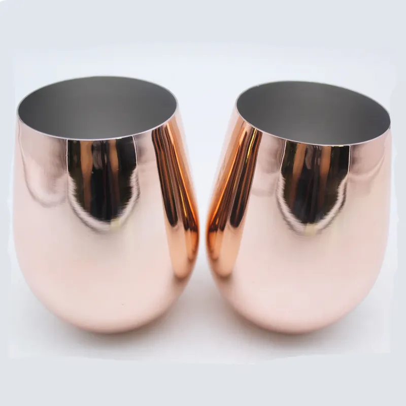 Wholesale Customized Stemless Copper Wine Glass 16oz Single Wall Beer Mug Christmas Moscow Mule Copper Wine Mug