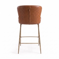 26 pouces. Tabouret de comptoir - Siège rembourré marron, structure en métal doré, 1 pièce