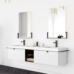 Tocador Modular minimalista italiano para baño, mueble de pared con charol, diseño suizo, personalizado