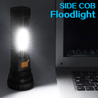 Linterna LED portátil con energía solar, linterna de emergencia de larga duración con reflector COB, antorcha impermeable para supervivencia al aire libre