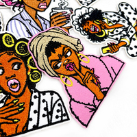 Patch brodé personnalisé Femme Afro, Applique thermocollante Fille Noire, Patch Dessin Animé Femme pour Vêtements, Sac à Dos, Chapeau, Accessoires Vestimentaires
