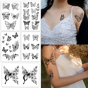 WB 5 fogli/borsa <span class=keywords><strong>farfalla</strong></span> lunga durata <span class=keywords><strong>tatuaggio</strong></span> adesivi di bellezza <span class=keywords><strong>fiore</strong></span> eco-friendly impermeabile corpo temporaneo effimero <span class=keywords><strong>tatuaggio</strong></span> - Product Image 4