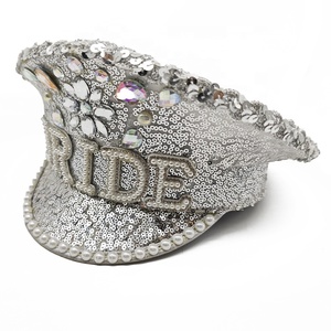 Manwu Chapeaux de festival d'anniversaire de luxe unisexes personnalisés avec incrustation de diamants chauds Chapeau à paillettes de capitaine et de sergent pour la fête - Product Image 5