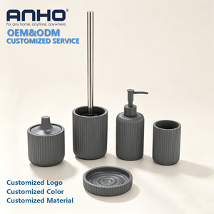 Juego <span class=keywords><strong>de</strong></span> Accesorios <span class=keywords><strong>de</strong></span> Baño para Hotel, 5 Piezas <span class=keywords><strong>de</strong></span> Poliresina Pintada <span class=keywords><strong>en</strong></span> Gris Neutro, para un Estilo Relajante <span class=keywords><strong>en</strong></span> el Baño - Product Image 1