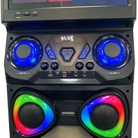 Système de haut-parleurs karaoké 100W 12"*2 avec écran tactile WiFi Android 13, deux micros sans fil, lumières LED RGB, pour fêtes en extérieur, batterie intégrée