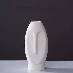 Ceramic Factory Wholesale Creative Design Simple Modern White Black Home Matte Ceramic Face <strong>Flower</strong> <strong>Vase</strong> - Product Image 5