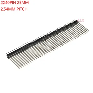 2X40ピン2列オス2.54MMピッチ25MMロングピンヘッダーコネクタストリップ2X40PIN 2*40 40 p 40PIN for PCB BOARD ARDUINO