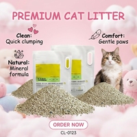 Pasir Kucing Bentonit Alami 0.5-2mm Cepat Menggumpal Pengontrol Bau Rendah Debu Ramah Lingkungan Kemasan 5kg