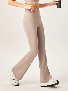 Custom Button-up trouser <b>flared</b> <b>Leggings</b> Stitch Stripe Fitness Workout High Waisted Yoga <b>Leggings</b> Women Gym <b>Leggings</b> - Product Image 4