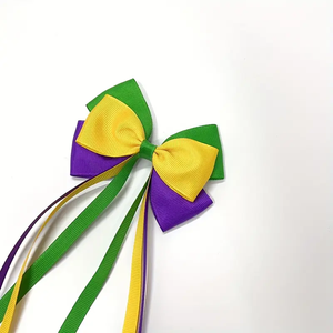 Venta al por mayor personalizado Mardi Gras borla arco pinza de pelo tela carnaval traje accesorio - Product Image 3