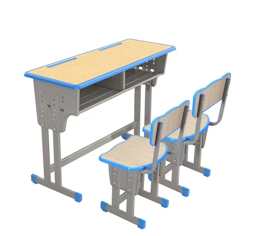 현대 디자인 학생 책상 의자 세트 다목적 저렴한 가격 Madera 가구 학교 가정 사용 십대 유아 2 개의 의자 포함