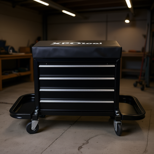 Coffre à outils roulant XPOtool, 10 tiroirs, capacité de 350 livres, siège coulissant, rangement de garage, style industriel - Product Image 2