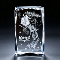 Cube en cristal K9 gravé au laser 3D sur le thème de Noël, presse-papiers en cristal personnalisé, décoration de table, souvenir de Noël