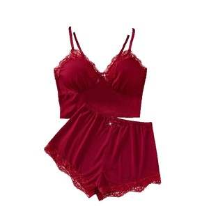 Ensemble de lingerie en dentelle rouge sexy pour femmes, dentelle florale exquise, soutien-gorge et culotte confortables, ensemble de sous-vêtements intimes en deux pièces - Product Image 5