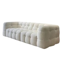 Canapé en tissu de luxe minimaliste nordique extensible trois places Marshmallow, en laine d'agneau, multifonctionnel, pour petits appartements, salons