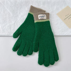 Yeni moda Unisex dokunmatik ekran eldiveni streç örme akrilik tam parmak yumuşak kış kontrast renk eldiven - Product Image 4