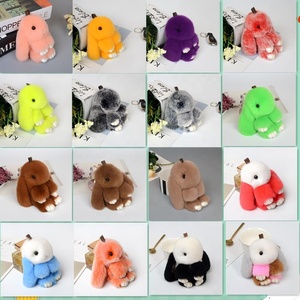 Dễ Thương Pluff Bunny Keychain Rex Chính Hãng Lông Thỏ Dây Đeo Chìa Khóa Cho Phụ Nữ Túi Đồ Chơi Búp Bê Fluffy Pom Pom Đáng Yêu Pompom keyring - Product Image 2