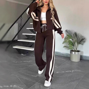 Ensemble de survêtement zippé rayé blanc pour femme, vêtements de sport décontractés, tailles S M L XL 2XL 3XL 4XL 5XL, Europe, Amérique, Asie du Sud-Est - Product Image 2