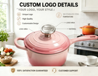 Casserole miniature de 19 cm avec couvercle, homologuée LFGB et FDA, pot à lait, compatible four et induction, logo personnalisé OEM, ustensile de cuisine en fonte émaillée