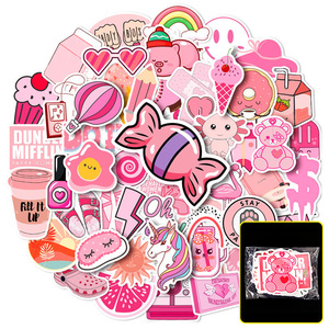 50 pz simpatici adesivi rosa Kawaii cartoni animati impermeabili decorano bagaglio da Skateboard adesivo per chitarra per bambini - Product Image 2