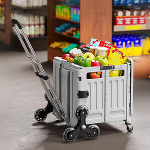 도매 플라스틱 롤링 접이식 유틸리티 슈퍼마켓 트롤리 식료품 접이식 쇼핑 저장 카트 바퀴 - Product Image 1