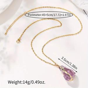 Perhiasan kristal alami kalung liontin kristal Amethyst Quartz mawar untuk hadiah wanita - Product Image 6