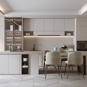 Meuble de cuisine minimaliste et de luxe léger, transparent et élégant, adapté aux espaces de cuisine ouverts de type occidental. - Product Image 1