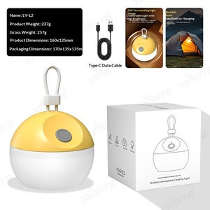 Lanterne de camping extérieure LED rechargeable USB-C, design en silicone portable, longue autonomie, lumière blanche et jaune, ambiance lumineuse pour tente - Product Image 6