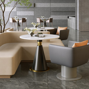 Mesa de <span class=keywords><strong>Centro</strong></span> Moderna de Lujo con Superficie de Roca para Sala de Estar, Muebles para Hotel, Casa de Huéspedes, Salón de Belleza, Cafetería, <span class=keywords><strong>Centro</strong></span> de Recepción - Product Image 2