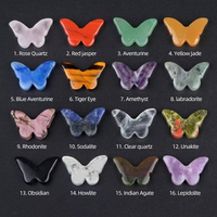 Ornements décoratifs de bureau en cristal d'onyx naturel poli sculpté en forme de papillon 20x30mm, artisanat en cristal
