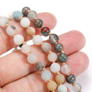 Bohemia Style Handmade Jewelry Men Women Choker 6mm Green <strong>Beads</strong> Natural Stone Necklace - Product Image 3