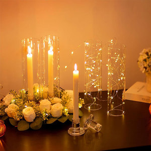Clear Wedding Christmas Cylinder Glass Candlestick <strong>Holder</strong> Centerpiece <strong>Windproof</strong> Glass Tube Taper <strong>Candle</strong> <strong>Holder</strong> - Product Image 3