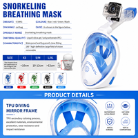 Masker Snorkel Full Face Anti Bocor Anti Embun untuk Remaja, Olahraga Air Profesional, Hijau, ROHS, Nyaman, Tahan Gores
