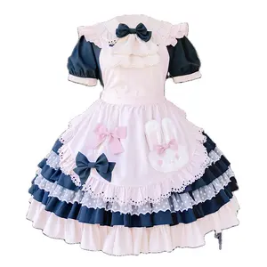 Nylon dentelle jolie robe filles à volants ensemble robe lolita robes pour cosplay costume adulte anime costumes